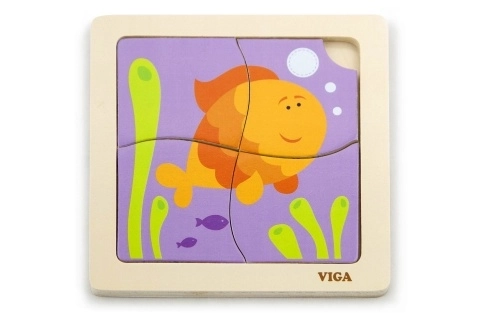 VIGA Drvene puzzle Ribičica 4 dijela