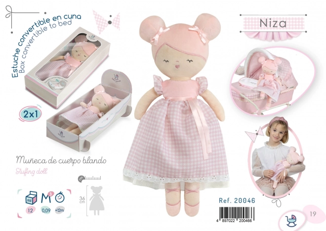 DeCuevas 20046 Plišana lutka NIZA - 36 cm s kolijevkom