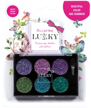 Lukky kremaste sjenila s glitterima i kistom, 6 boja