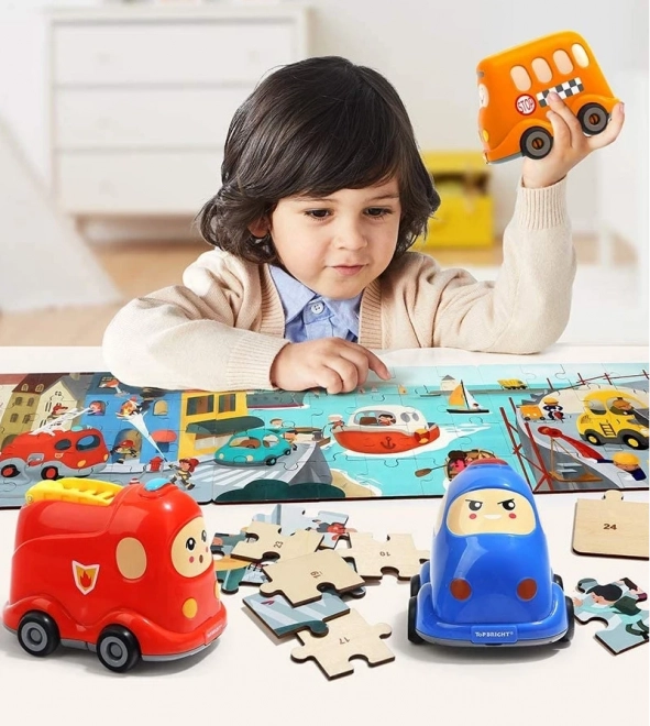 TOP BRIGHT Drvene puzzle s igračkom: Policijski auto 24 dijela