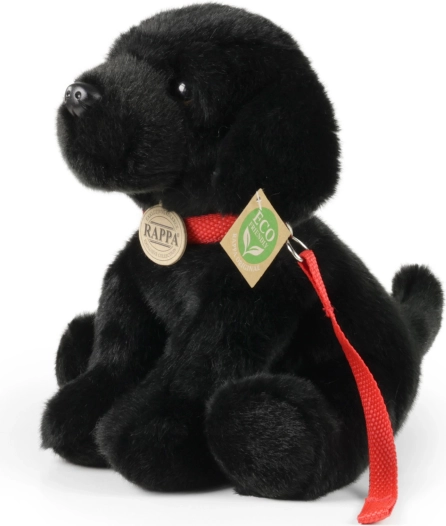 Rappa plišani labrador crni s povodcem 28 cm eco‑friendly