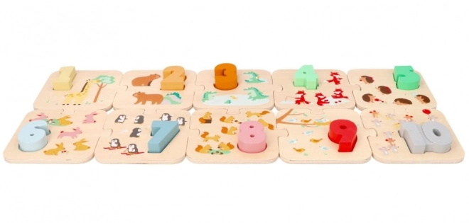 Drvene puzzle sa životinjama - učenje brojanja