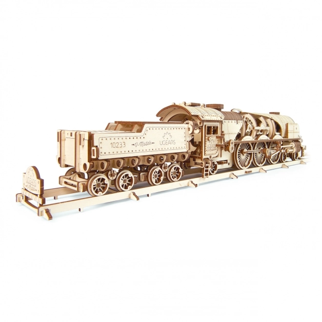 Ugears 3D puzzle - Lokomotiva V-express s vagonom 538 komada