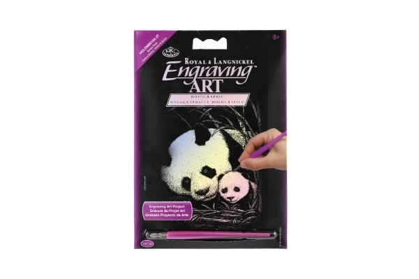 Srebrna slika za struganje Panda 12,5x18cm na kartonu