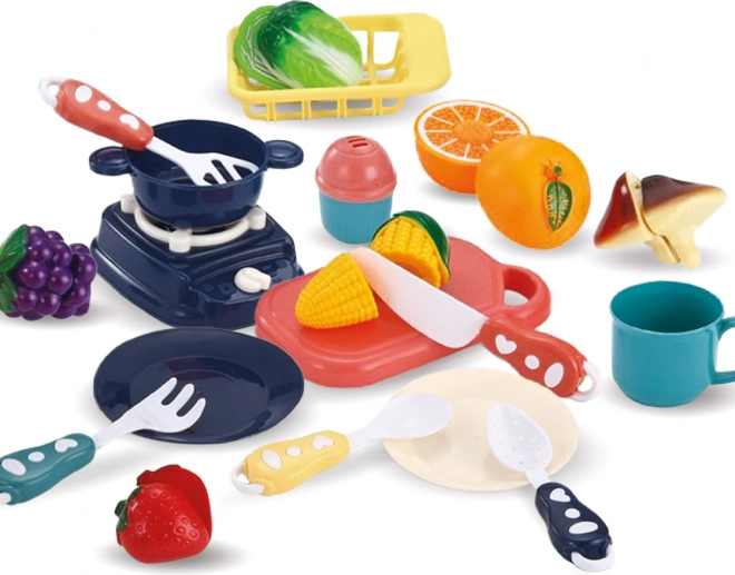 Dječji kuhinjski set u košarici – plavi