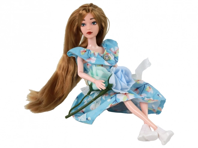 Emily Baby Doll Proljetna duga kosa Plava haljina Cvijet