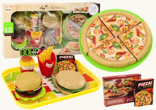 Dječji set fast food – pizza, burgeri, pomfrit i pribor, 24 dijelova