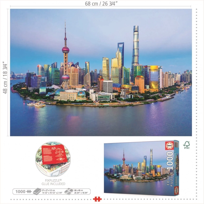 Educa Puzzle Panorama Šangaj pri zalasku sunca 1000 dijelova