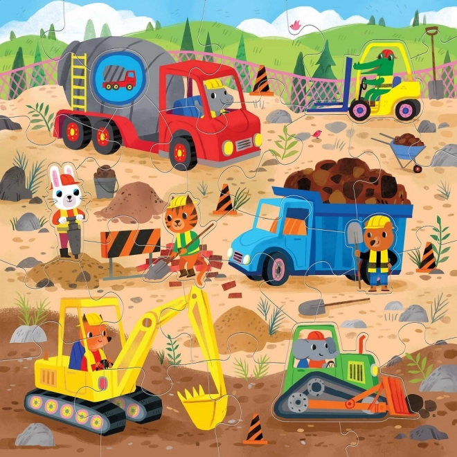 Mudpuppy Podne puzzle automobili na gradilištu 25 komada