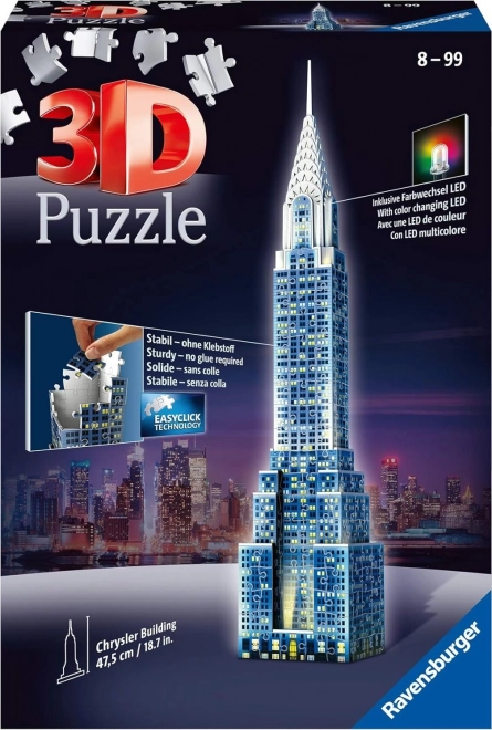 RAVENSBURGER Svjetleća 3D slagalica Noćna edicija Chrysler Building 216 dijelova