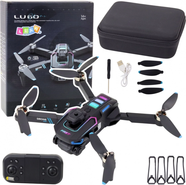 Dron LU60 s dvostrukom HD kamerom i LED svjetlima crna