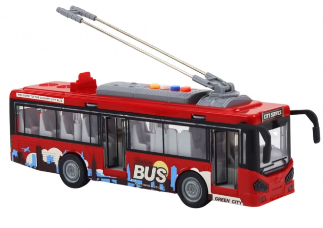 Trolejbus 1:16 Svjetla Zvukovi Pogon Crvena