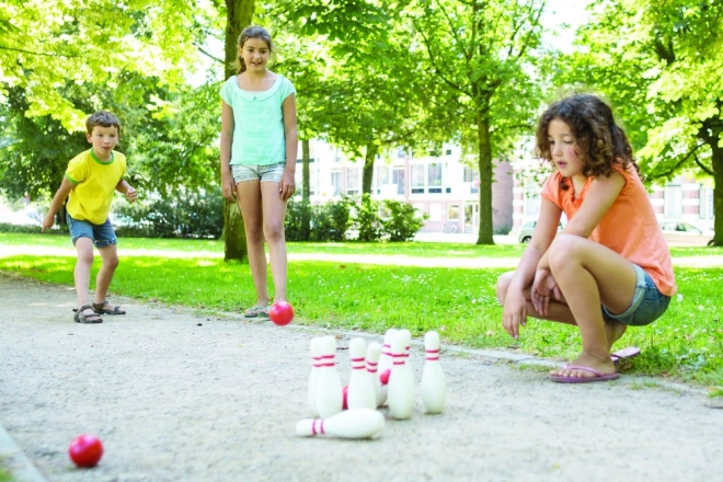 Drvena bowling set – crvena i bijela