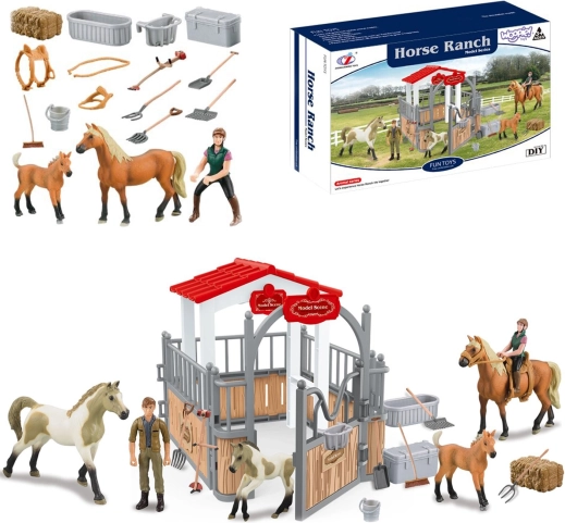 Woopie štala i ograda za konje – set figurica 18 kom