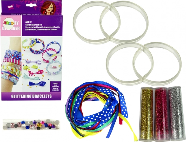 Set za izradu narukvica DIY sa šljokicama i vrpcama