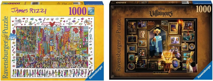 Ravensburger set 2× puzzle od 1000 dijelova – DISNEY VILLAINOUS: Prince John i JAMES RIZZI: Times Square