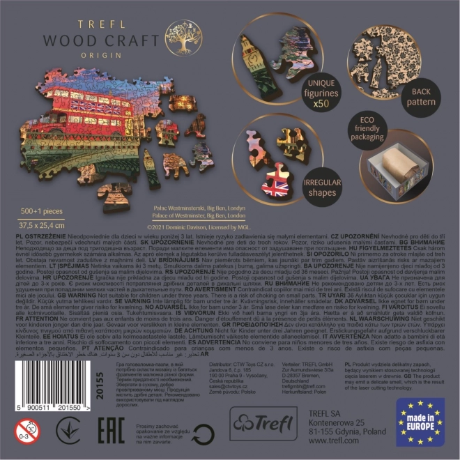 TREFL Wood Craft Origin puzzle Westminsterska palača s Big Benom 501 komad