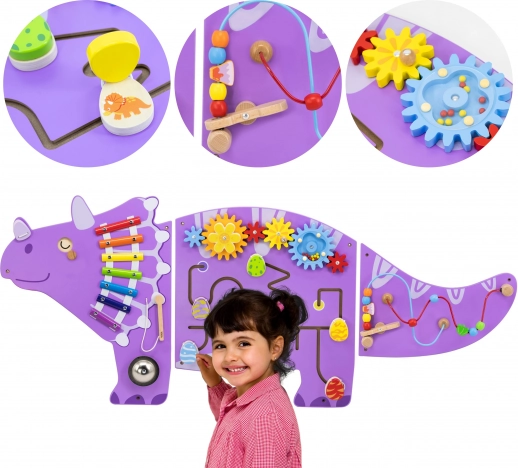 drvena zidna senzorna ploča triceratops
