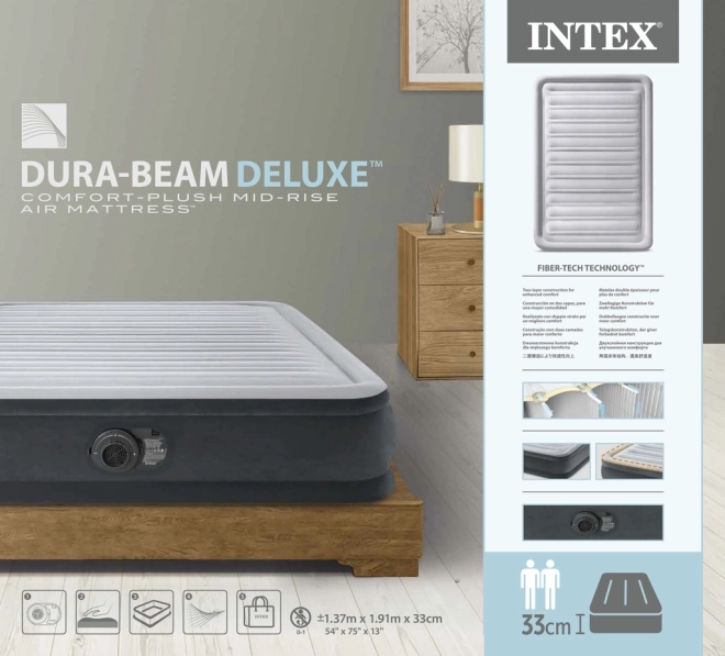 Napuhljivi madrac za dvije osobe s automatskom pumpom - 191x137 cm Intex
