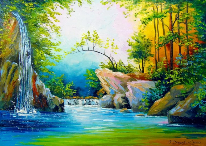 Puzzle ENJOY U šumi kraj slapa 1000 dijelova