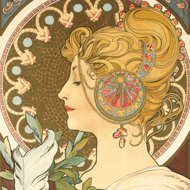 Note kalendar Alfons Mucha 2025, 30 × 30 cm