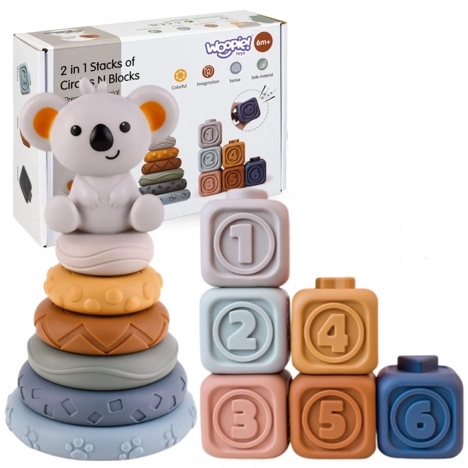 Woopie Dječje mekane gumene senzorske kocke 3v1 set Medo