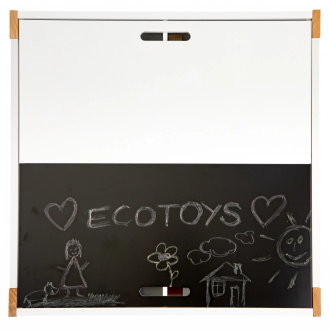 ECOTOYS Dječji drveni stol s pločom i dvije stolice