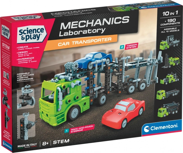 Clementoni Science & Play mehanički laboratorij – transporter automobila 10 u 1