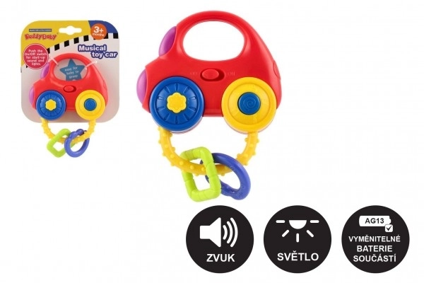 Zvečka auto plast 10x11cm na baterije sa zvukom, svjetlom na kartici 3m+