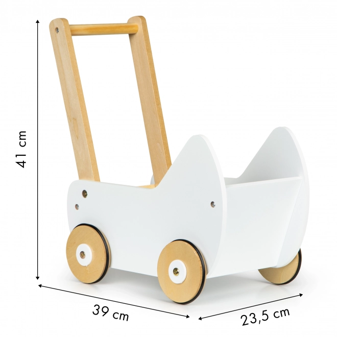 ECOTOYS Drveni kolica za lutke bijela