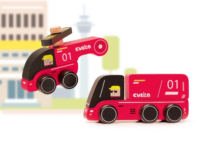 CUBIKA 15559 Vatrogasci - drveni autić s helikopterom