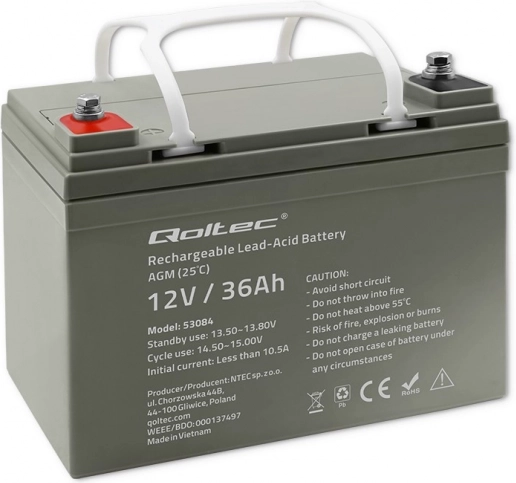 Akumulator AGM 12 V 36 Ah, max. 540 A – QOLTEC