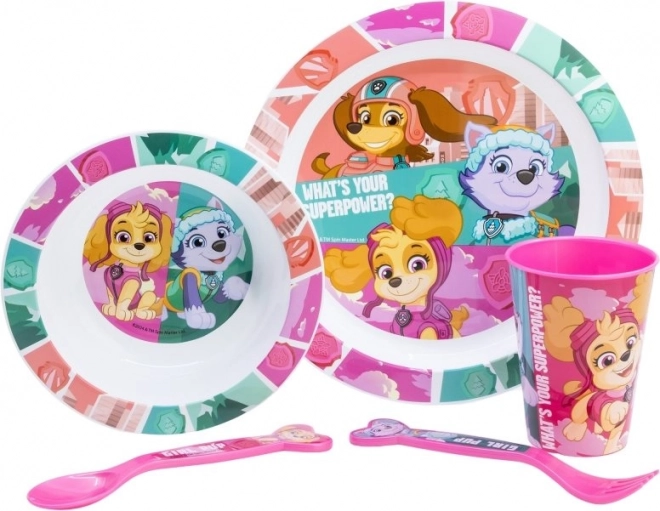 Dječji set za jelo 5u1 PAW PATROL ružičasti