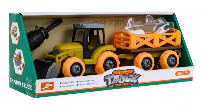 Traktor koji se može odviti s kašikom i prikolicom + odvijač + ovce Igračka za djecu 3+
