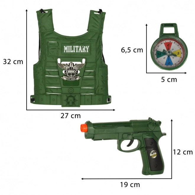 Vojna set s prslukom, puškom i dalekozorom