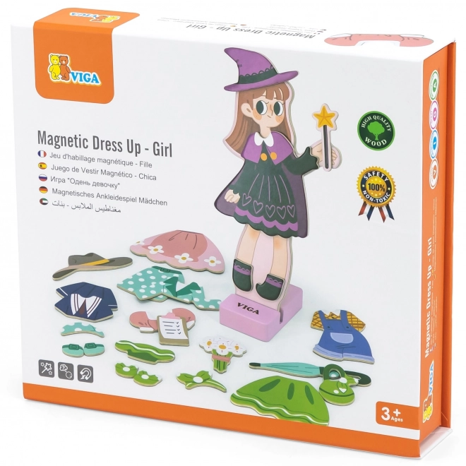 Drveni magnetski set odjeće - djevojčica