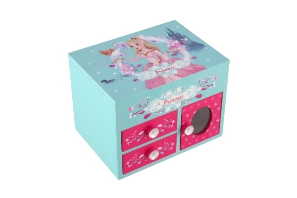 Škrinjica za nakit Princess 3 ladice s poklopcem i ogledalom drvo 16x12,5x12cm u kutiji