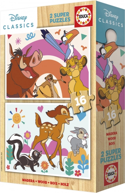 Drvene puzzle Kralj lavova i Bambi od Educa