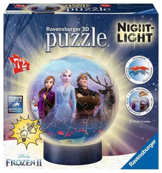 RAVENSBURGER Svjetleća puzzleball Snježno kraljevstvo 2, 72 dijelova