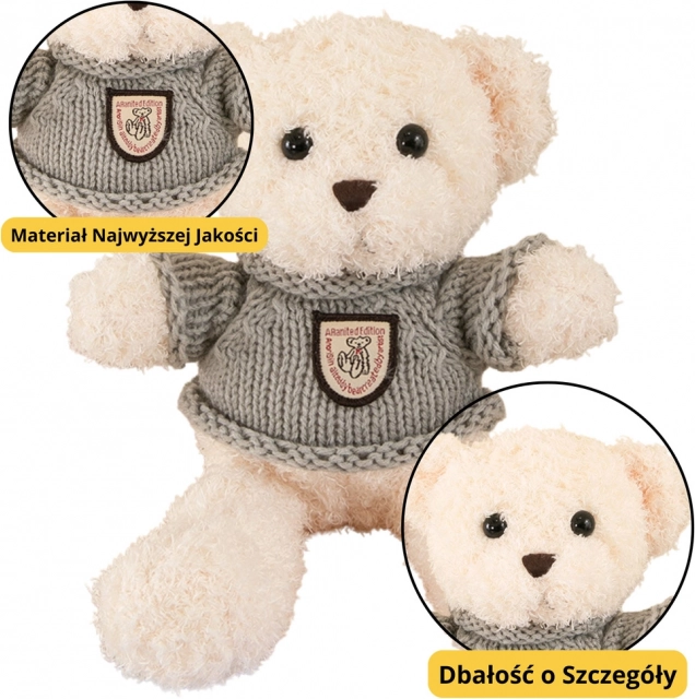 Plišani medo u sivom džemperu 26 cm