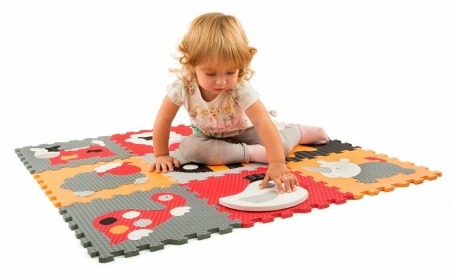 BABY GREAT pjenaste puzzle Životinje siva-crvena SX (30x30)