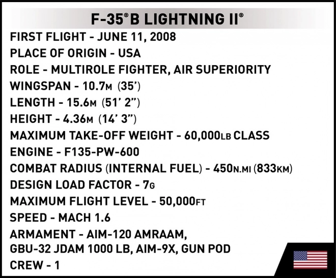 Model borbenog zrakoplova F-35B Lightning II od kockica