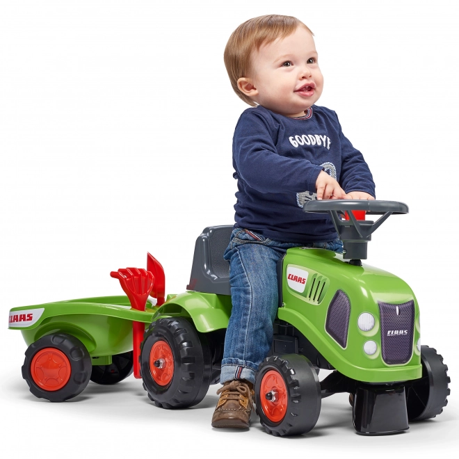 Guralica traktor Claas zelene boje s volanom i prikolicom
