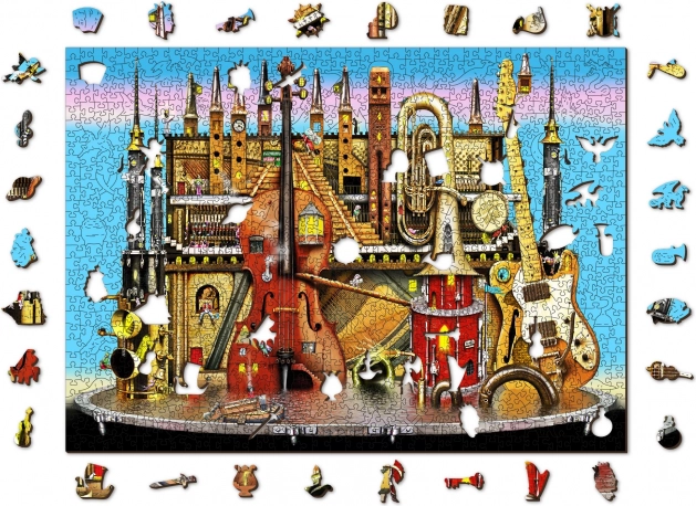 Drvene obostrane puzzle WOODEN CITY Glazbeni dvorac 2u1, 1010 dijelova