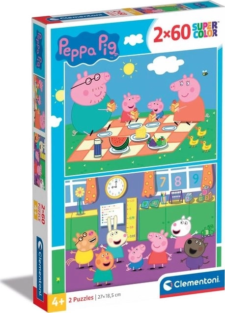 Puzzle 2 x 60 dijelova Super Colour Peppa Pig
