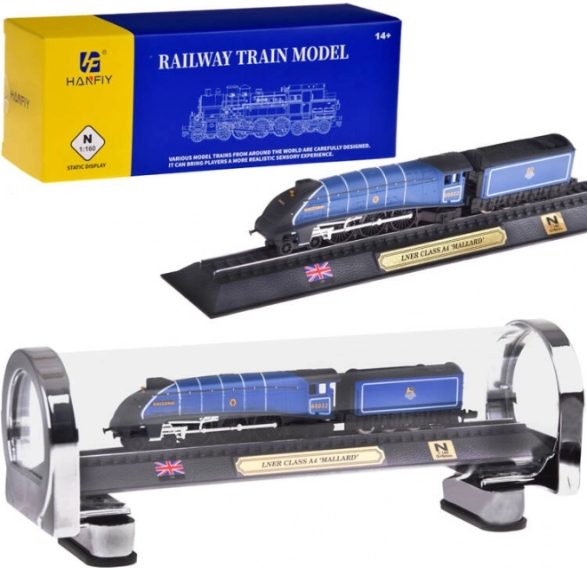 kolekcionarski model lokomotive LNER Class A4 Mallard 1:160 u prezentacijskoj vitrini