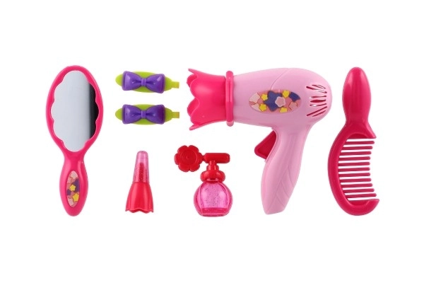Set ljepote/Mala frizerka sa sušilom za kosu i dodacima plastika 2 vrste na kartici 18,5x27,5 cm, 12 komada u kutiji