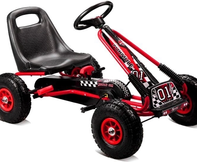 Karting na pedale s pneumatskim gumama + Podesivo sjedalo – Crvena