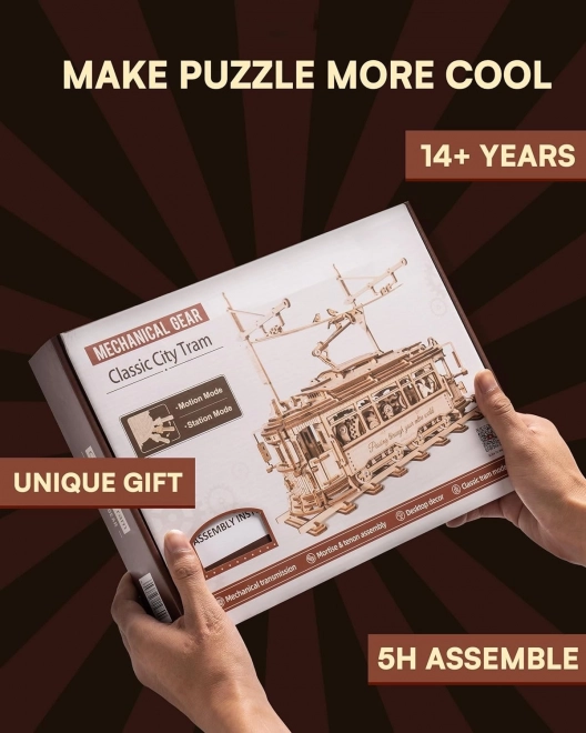 RoboTime 3D drveni mehanički puzzle Tramvaj