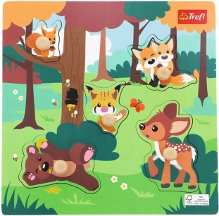 Drvene puzzle Šumske životinje, 5 dijelova